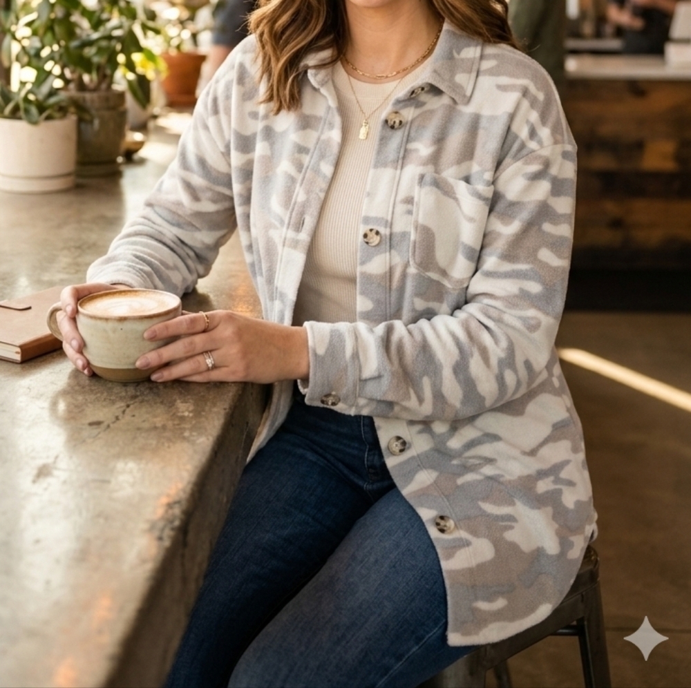 🎀Camouflage Button-Up Jacket